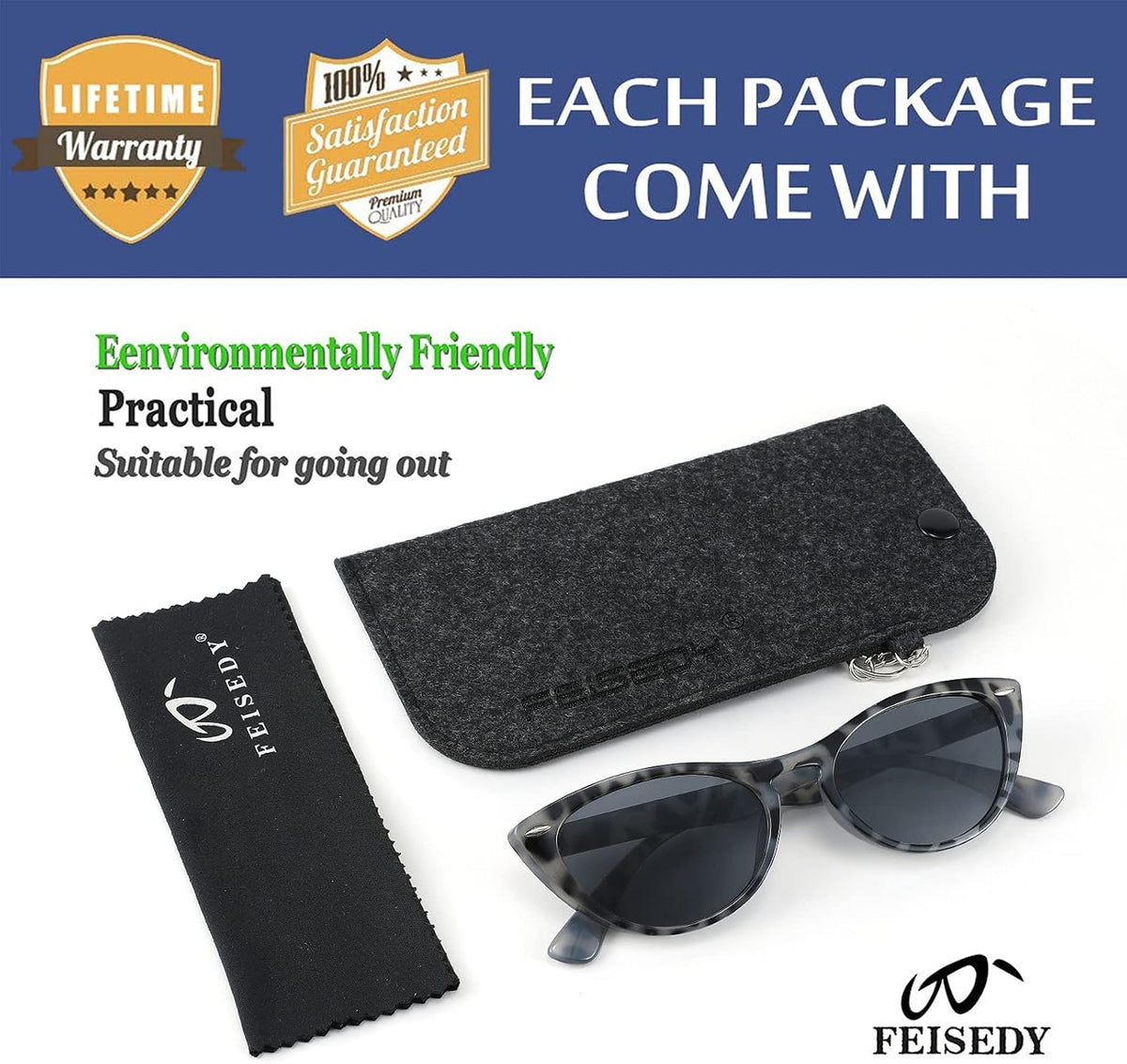 ÉÌƷͼƬ 6 | B08B8G5GR9 | FEISEDY Retro Cat Eye Sunglasses Women Men Vintage Small Cateye UV400 Sunglasses B2617