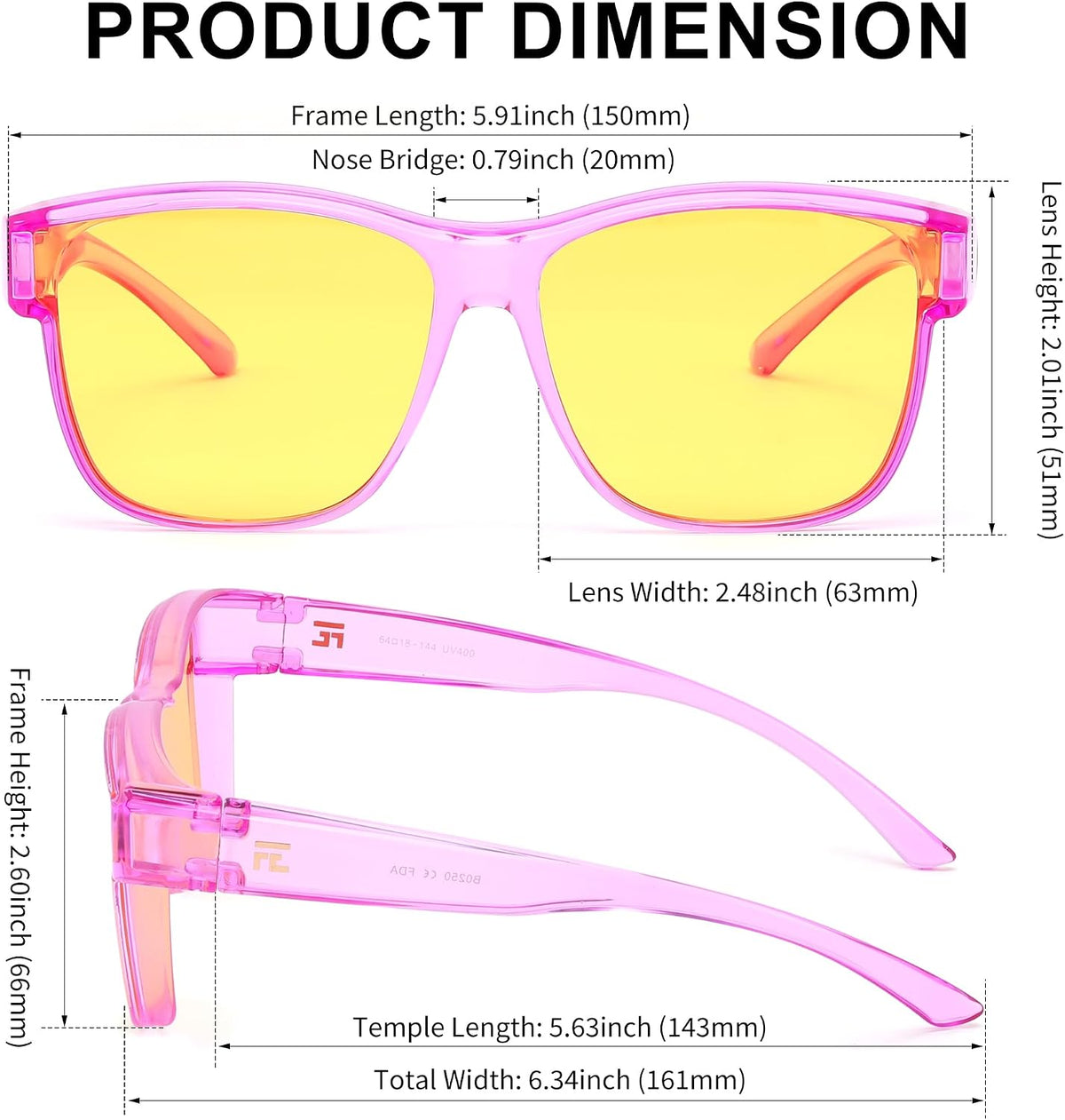 ÉÌƷͼƬ 30 | B0DJS7NVNT | FEISEDY Night Vision Driving Glasses Anti Glare Fit Over Glasses for Men Women Polarized Nighttime B0250