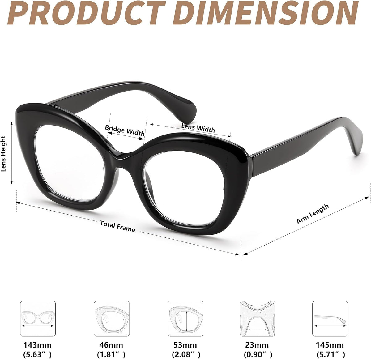 商品图片 6 | B0D93TT2FX | FEISEDY Reading Glasses for Women Fashion Cat Eye Blue Light Blocking Glasses Anti- Glare Digital Eyestrain Readers B0139