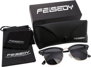 ÉÌƷͼƬ 6 | B01NCJS1IB | FEISEDY Vintage Half Frame Rimmed Sunglasses Men Women Classic Sun Glasses with Metal Rivets B1510