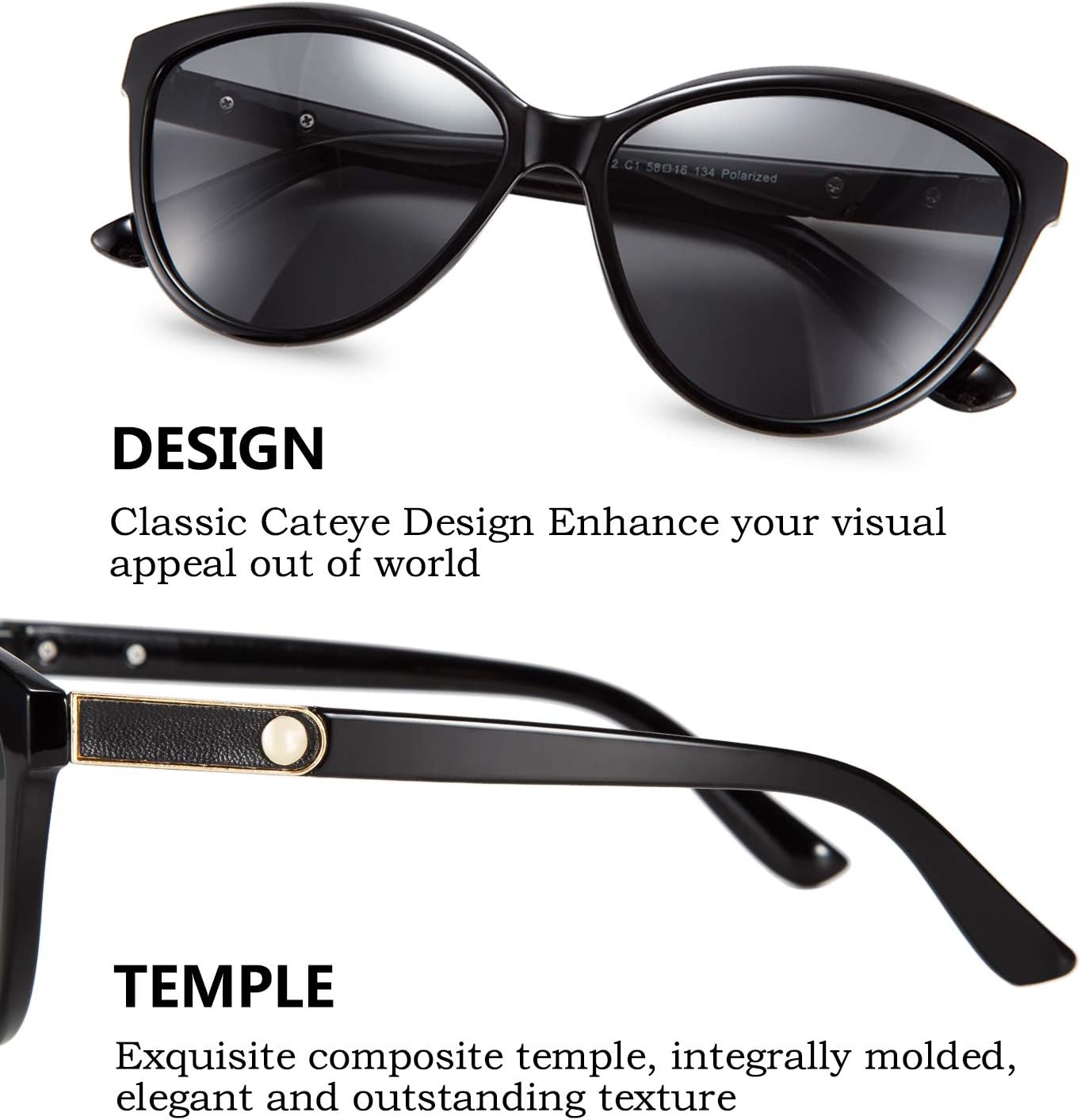 商品图片 18 | B07VB227XS | FEISEDY Classic Cateye Polarized Sunglasses for Women 100% UV Protection B2512