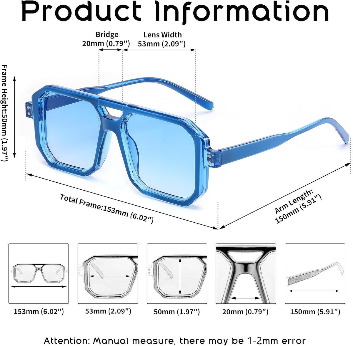 ÉÌƷͼƬ 48 | B0B9BNZRMZ | FEISEDY Retro Aviator Square Sunglasses for Women Men UV400 B2939
