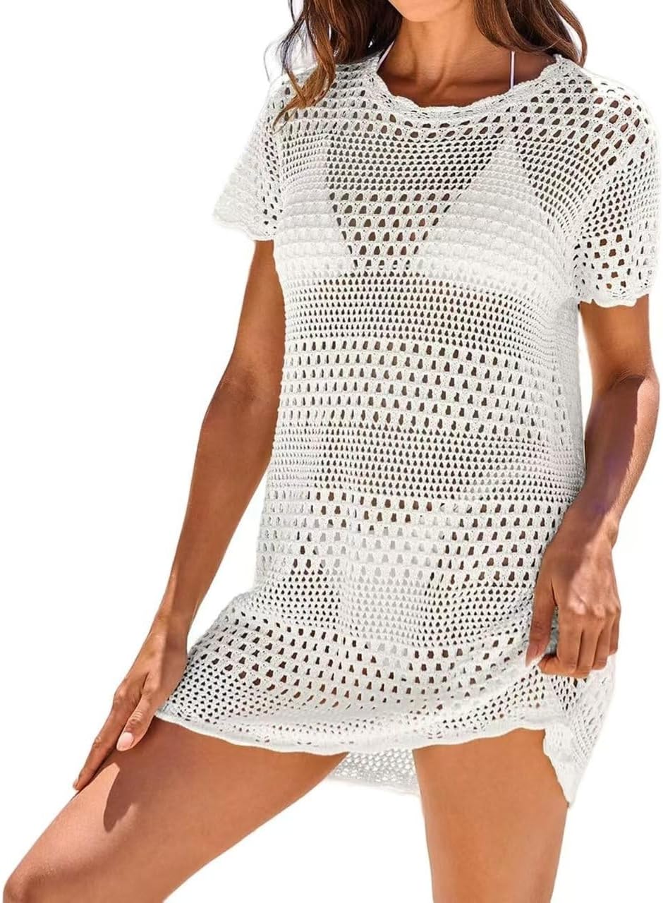 商品图片 2 | B0GCS4BNC1 | Women Swim Suits Crochet Cover Up - Mesh Knit Beach Dress Summer Bathing Suit Swimwear Resort Wear Beach Cover Up