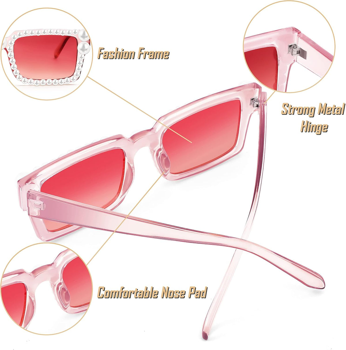 ÉÌƷͼƬ 5 | B0B9J7C26Y | FEISEDY Fashion Pearl Sunglasses for Women Cute Square Sunglasses Candy Colors Party Sun Glasses B2327