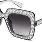 Transparent Grey Frame | Gradient Grey Lens / 40 Millimeters | B0CFHKQRV6 | FEISEDY Kids Sunglasses for Girls Oversized Square Sparkling Party Sun Glasses Lightweight Fashion Shades B0053