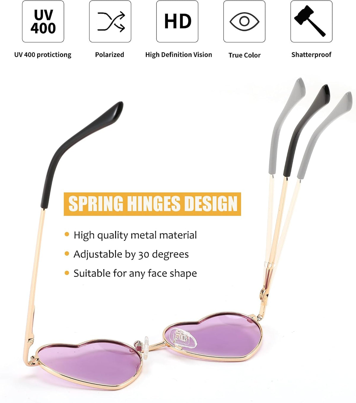 ÉÌƷͼƬ 5 | B0CGZFPWJZ | FEISEDY Polarized Heart Sunglasses for Women Men, UV400 Protection B2851