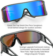 ÉÌƷͼƬ 12 | B0D3PKKSD9 | FEISEDY Trendy Futuristic Wrap Sunglasses Flat Top Mirrored One Piece Lens Reflective Sun Glasses for Women Men B0161