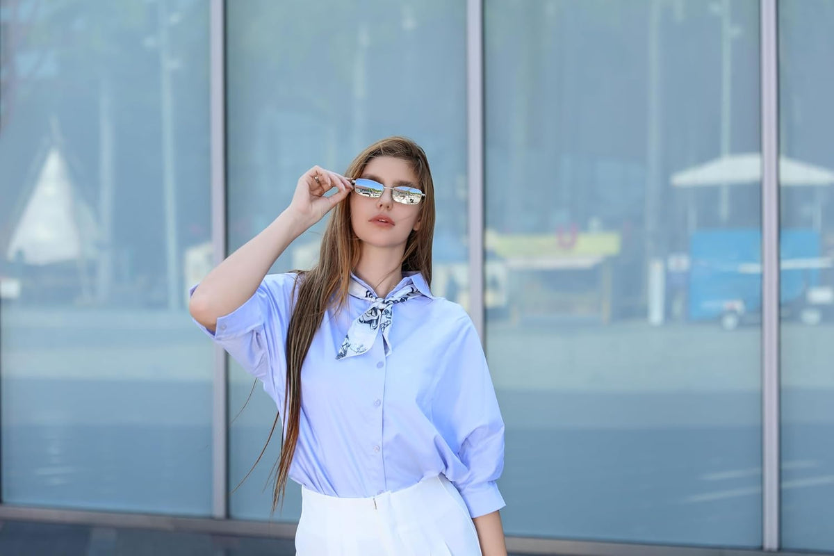 ÉÌƷͼƬ 21 | B079L1KYF3 | FEISEDY Vintage Small Rectangle Sunglasses Women Men Retro Trendy Square Metal Frame Sun Glasses B2295