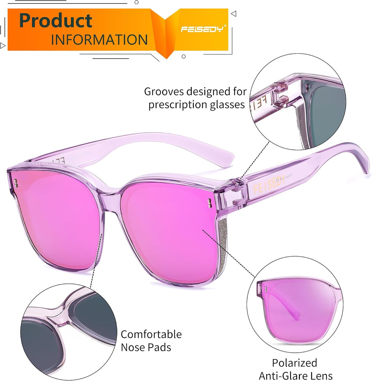 ÉÌƷͼƬ 45 | B0DS5D4WB4 | FEISEDY Sunglasses That Fit Over Glasses for Women Men UV400 B0269