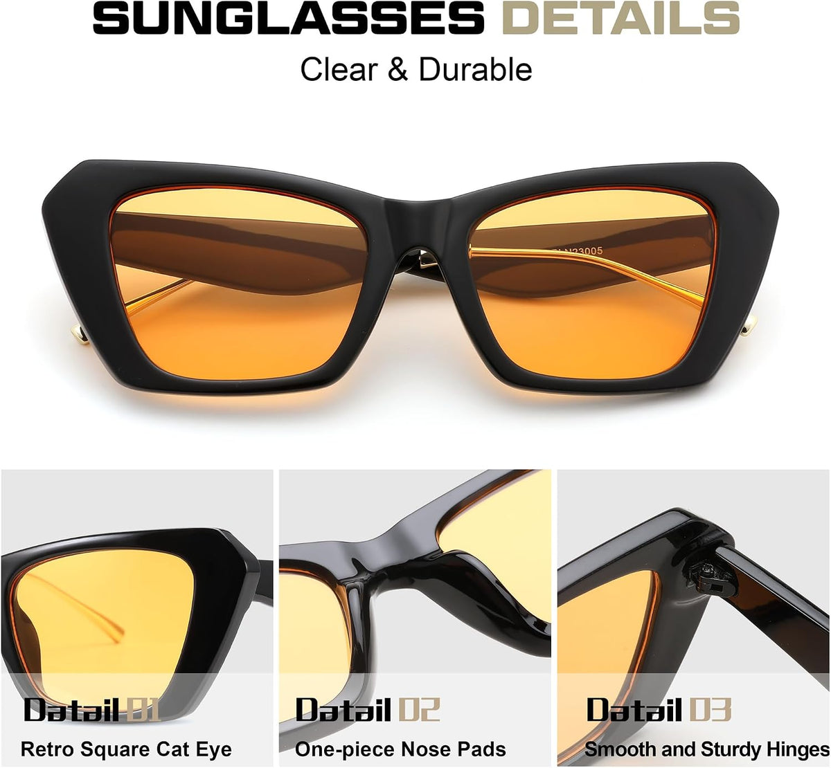 ÉÌƷͼƬ 4 | B0D6W5FR7W | FEISEDY Retro Square Cat Eye Sunglasses for Women Trendy Big Shades Vintage Sun Glasses B0164