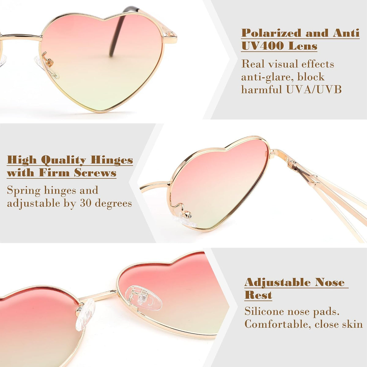 ÉÌƷͼƬ 11 | B0BP6HX1R6 | FEISEDY Polarized Heart Sunglasses Women Men Metal Frame Cute Lovely Glasses UV400 Protection B2375