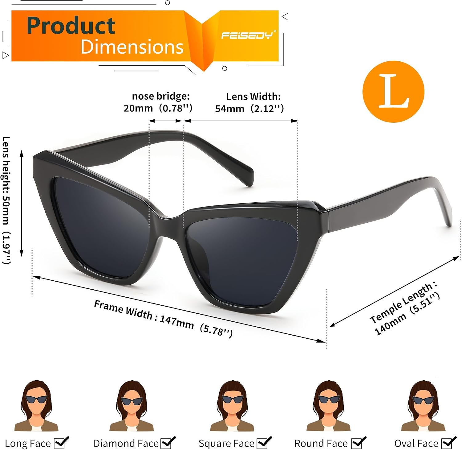 商品图片 27 | B0CYZG81R8 | FEISEDY Retro Cat Eye Sunglasses for Women UV400 Protection Small Vintage Chic Shades B0132