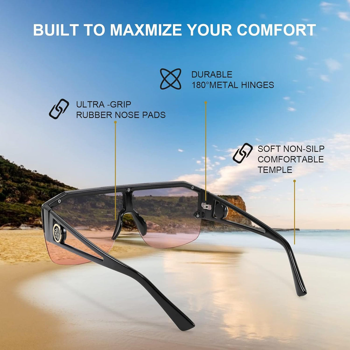 ÉÌƷͼƬ 52 | B09L4V27YS | FEISEDY Square Oversized Sunglasses for Men Women Flat Top B2765