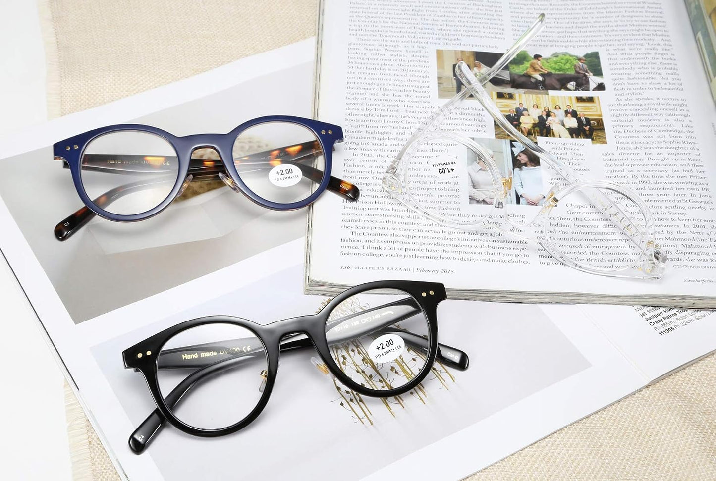 商品图片 7 | B07P38HF4N | FEISEDY Reading Glasses Standard Fit Full Frame Readers Round Glasses for Men and Women B2478