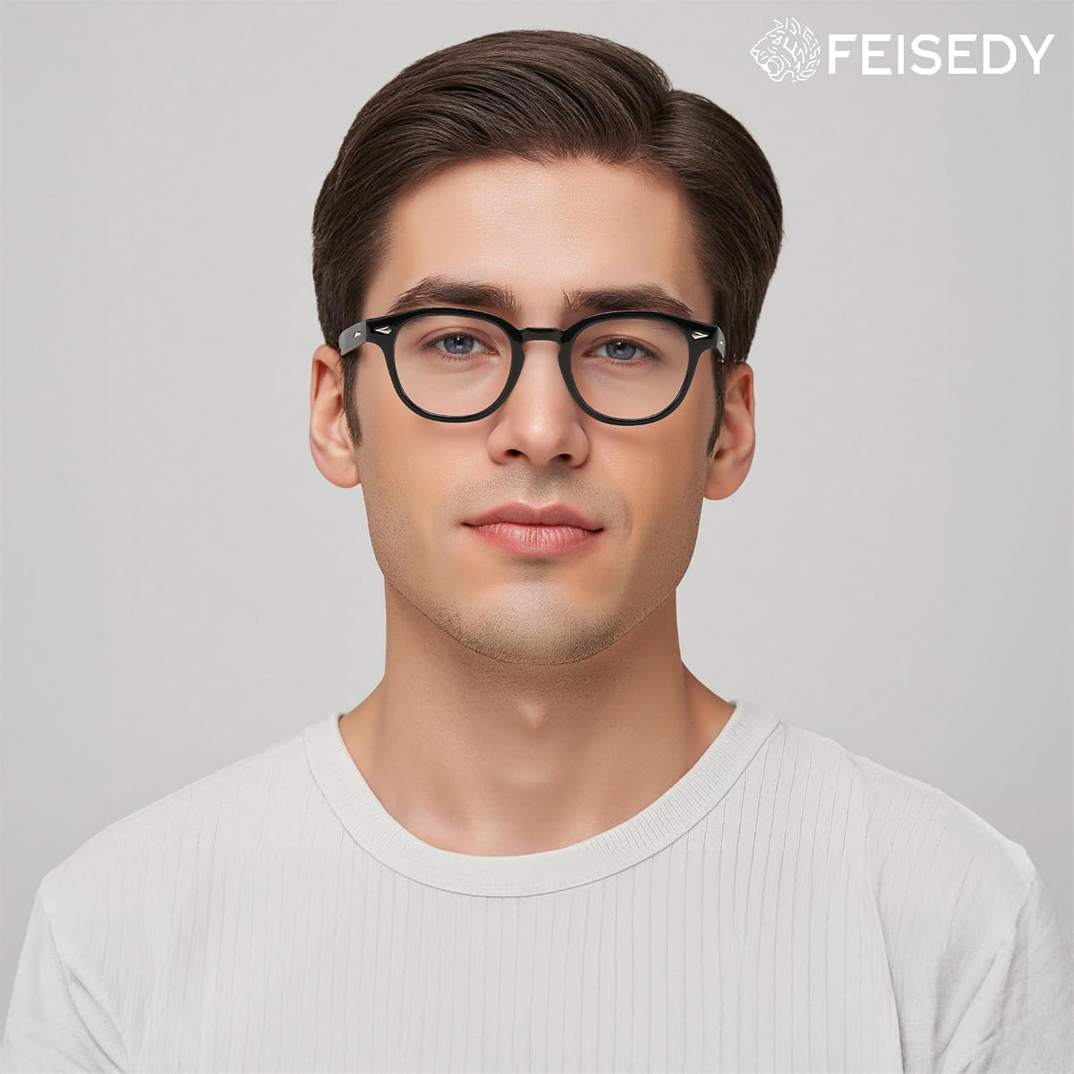 商品图片 2 | B0BRZ8QG4K | FEISEDY Retro Vintage Round Blue Light Blocking Glasses Classic Eyewear Frame for Women Men B2349