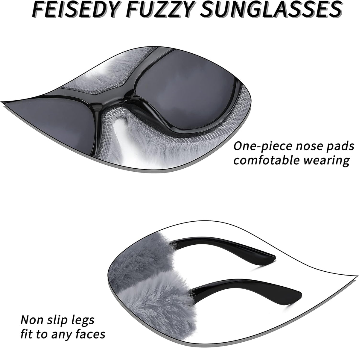 ÉÌƷͼƬ 127 | B09PN9V5N6 | FEISEDY Sunglasses Women Plush Fuzzy Soft Velvet Party Masquerade B2877