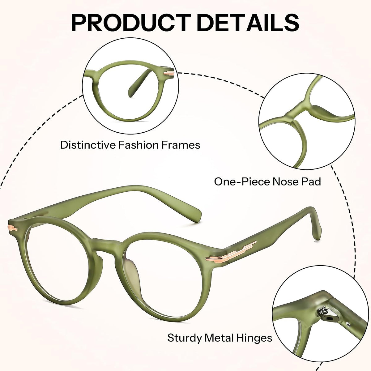 ÉÌƷͼƬ 12 | B0HC6D93TL | FEISEDY Stylish Round Blue Light Blocking Glasses for Women Men B0469
