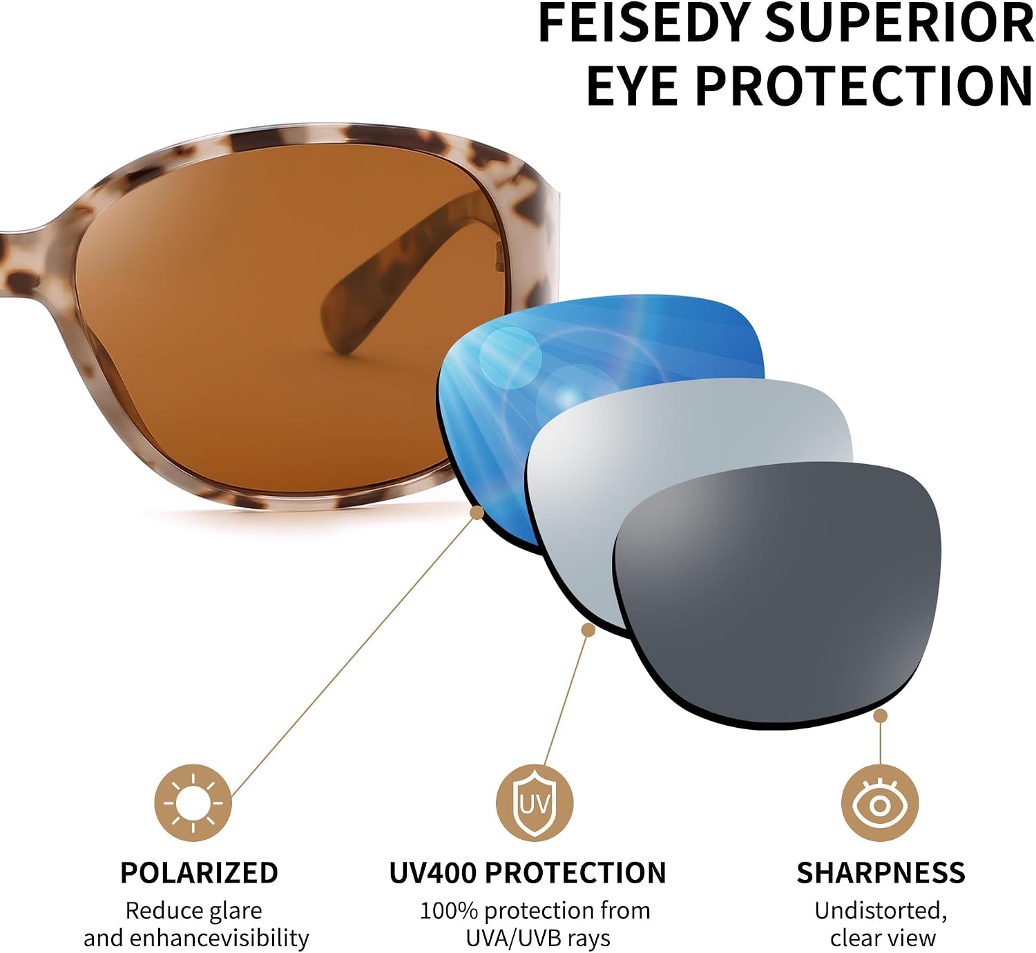 商品图片 26 | B0H4R52F3D | FEISEDY Women's Polarized Sunglasses Wrap Around Vintage Fashion Sunnies UV400 Protection B0394