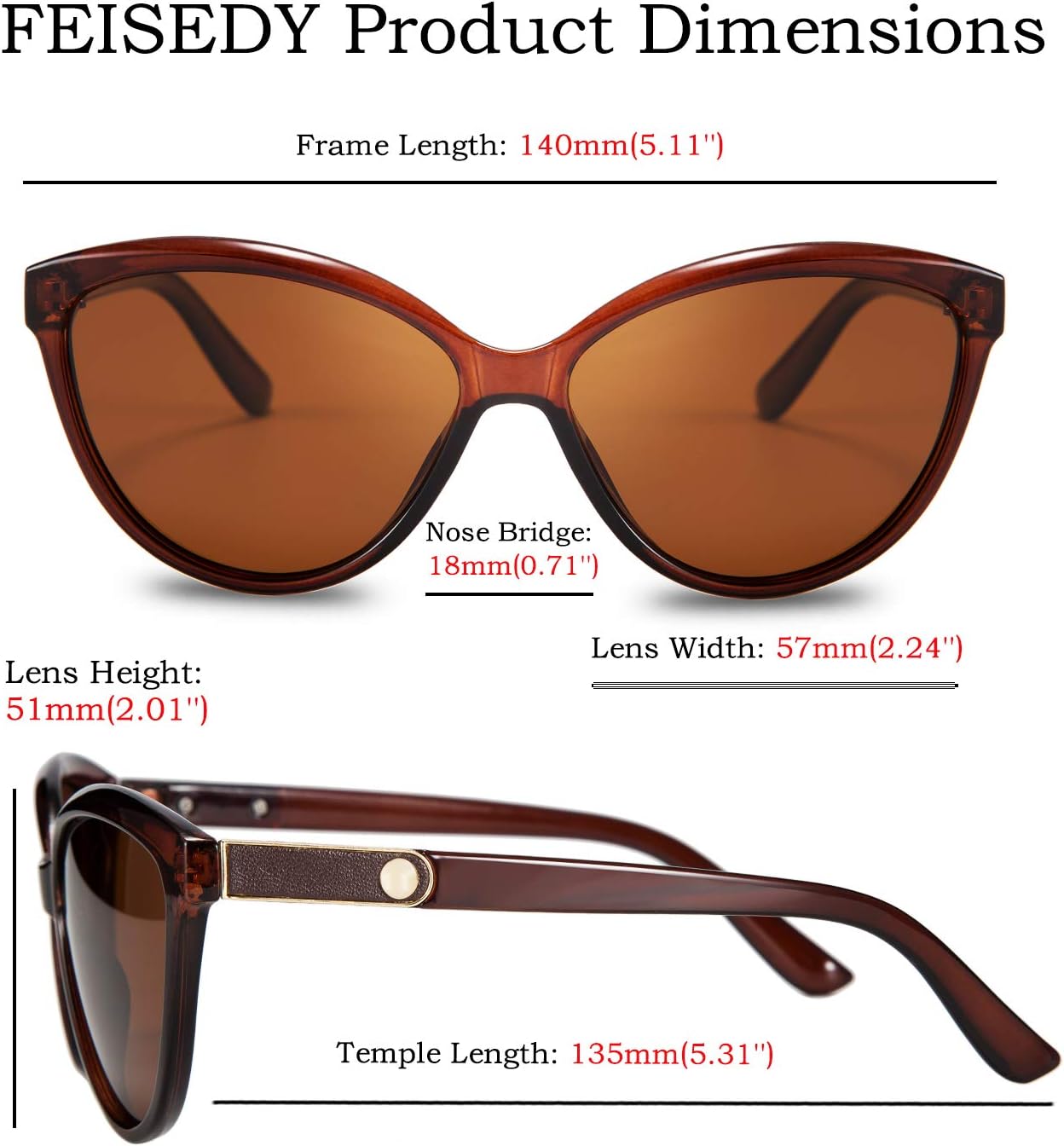 商品图片 25 | B07VB227XS | FEISEDY Classic Cateye Polarized Sunglasses for Women 100% UV Protection B2512