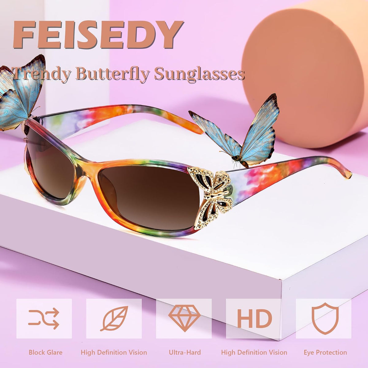 ÉÌƷͼƬ 35 | B0CNRQ7WVZ | FEISEDY Y2K Women Polarized Sunglasses Butterfly Wrap Around UV400 Shades