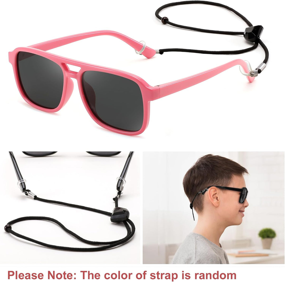 ÉÌƷͼƬ 10 | B0D3L4BMZC | FEISEDY Kids Polarized Sunglasses Flexible TPEE Rubber Toddler Aviator Shades with Strap for Boys Girls Age 3-9