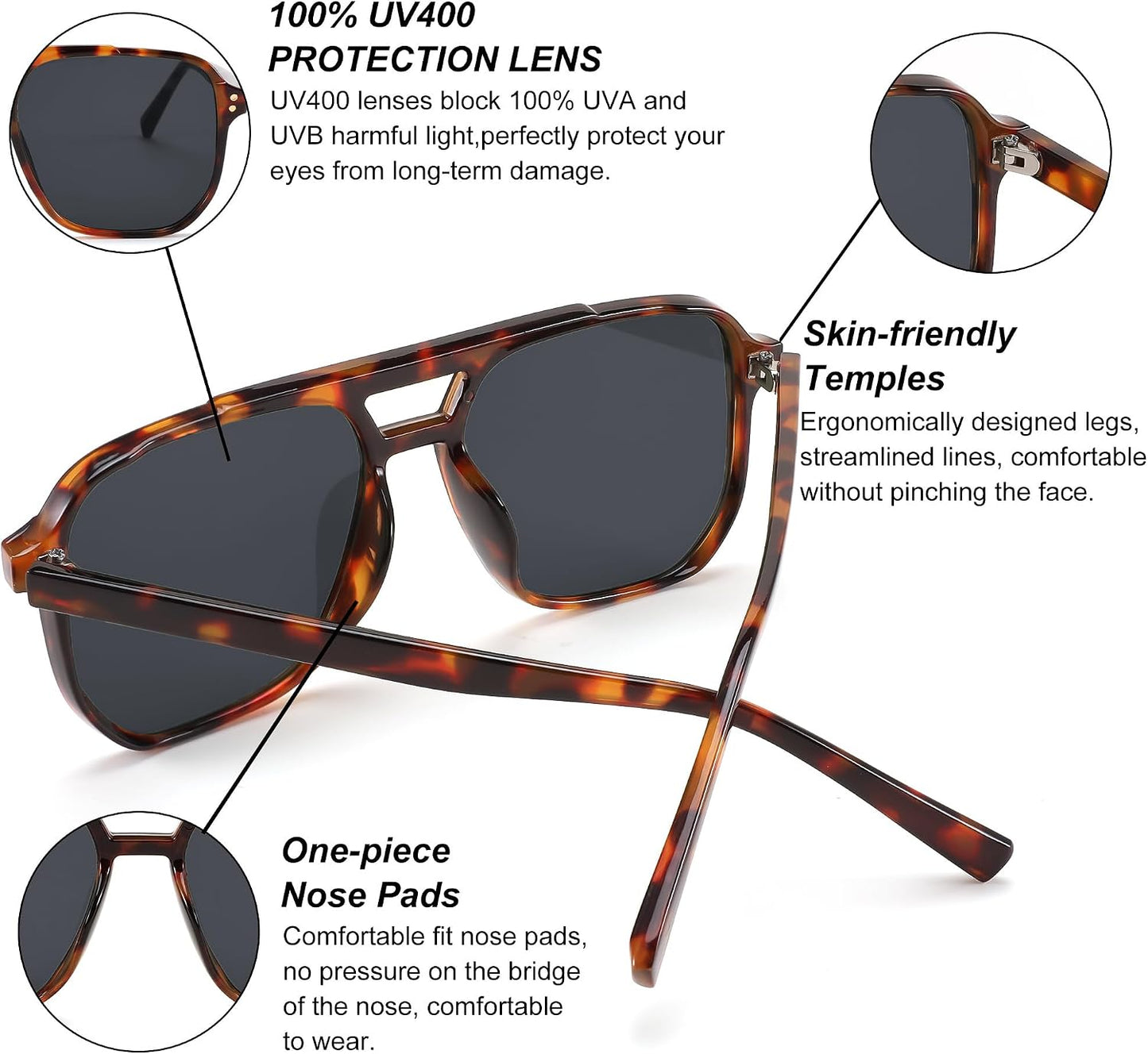 商品图片 93 | B09J8999GR | FEISEDY Retro Square Aviator Sunglasses Women Men 70s Vintage Trendy Plastic Frame Sun Glasses B2835