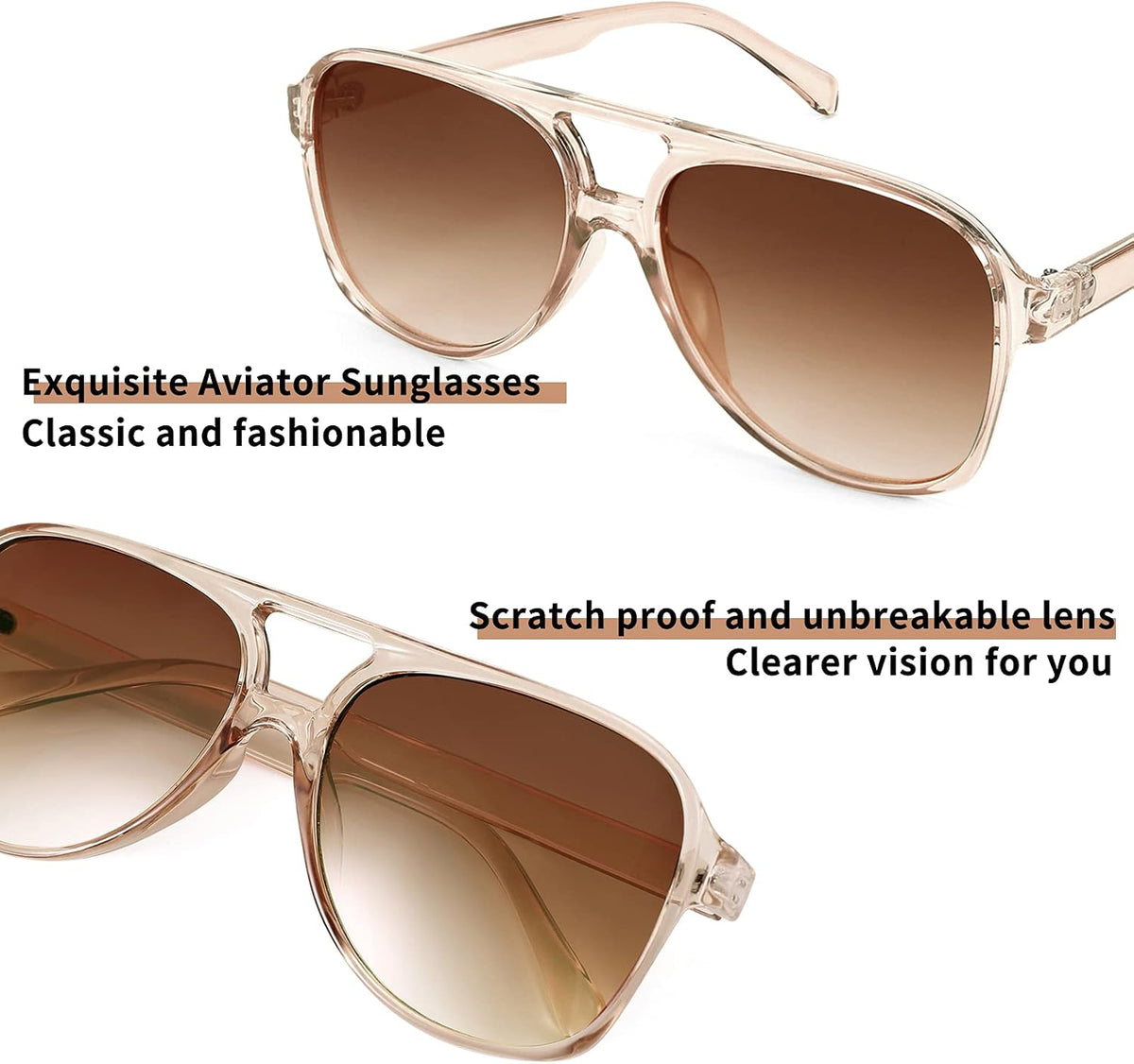ÉÌƷͼƬ 31 | B0CB543WBD | FEISEDY Vintage Retro 70s Plastic Aviator Sunglasses Women Men Classic Large Squared Frame B2751