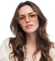 ÉÌƷͼƬ 31 | B0FKML2SSC | FEISEDY Oversized Aviator Sunglasses Women Men - Retro Gold Metal Chunky Frame, UV400 for Driving & Daily Wear B0311