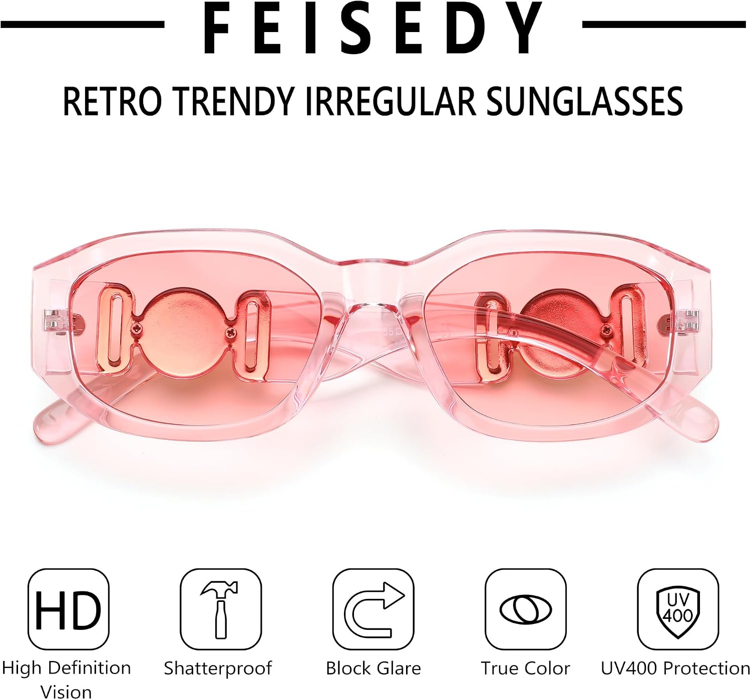 商品图片 100 | B0B5V7T75J | FEISEDY Retro Trendy Rectangle Sunglasses Women Men Narrow Shades B2322