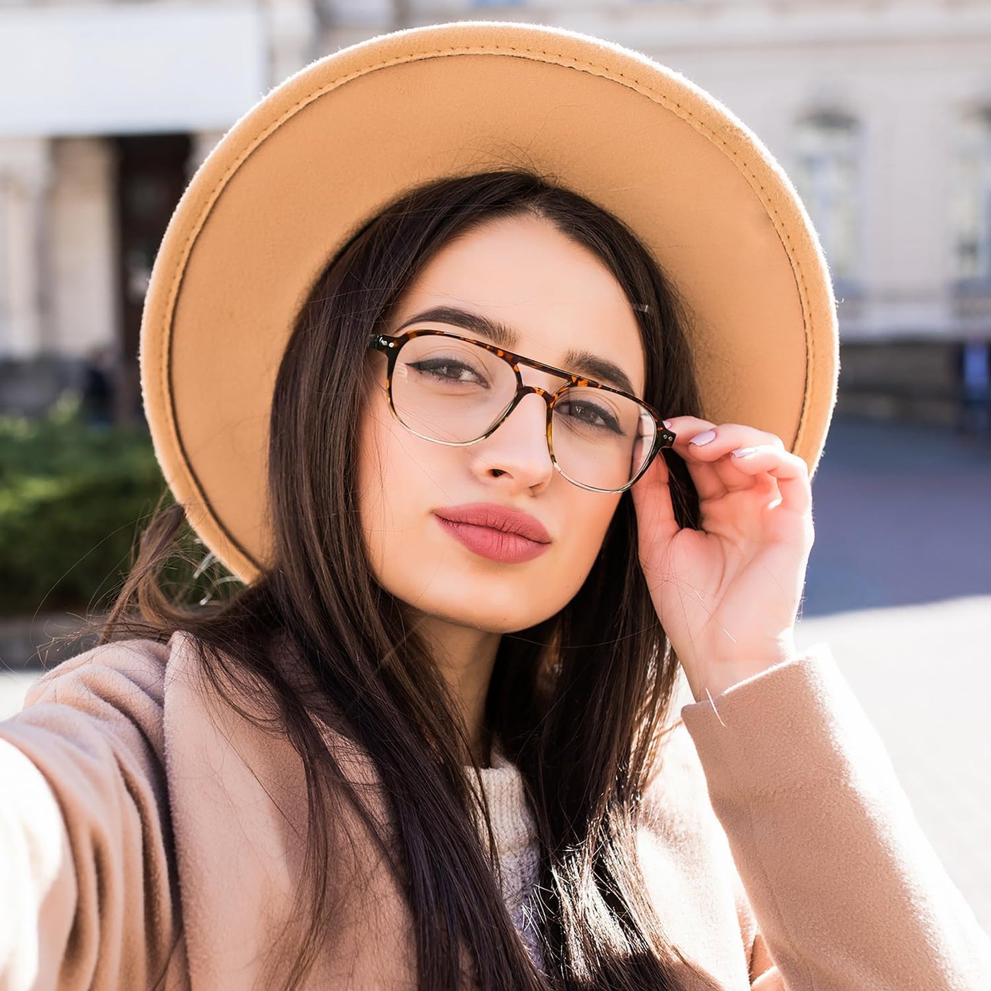 商品图片 29 | B0CY2LFJP7 | FEISEDY Blue Light Blocking Glasses Women Men Square Computer Lightweight Pilot Glasses Anti Eyestrain & UV Glare B0141