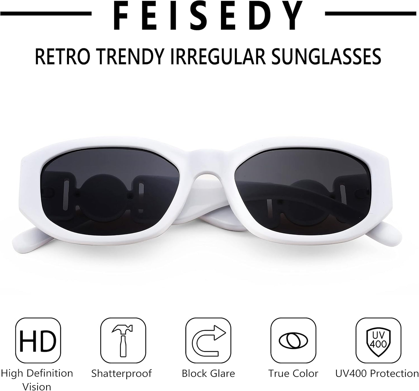 商品图片 83 | B0B5V7T75J | FEISEDY Retro Trendy Rectangle Sunglasses Women Men Narrow Shades B2322