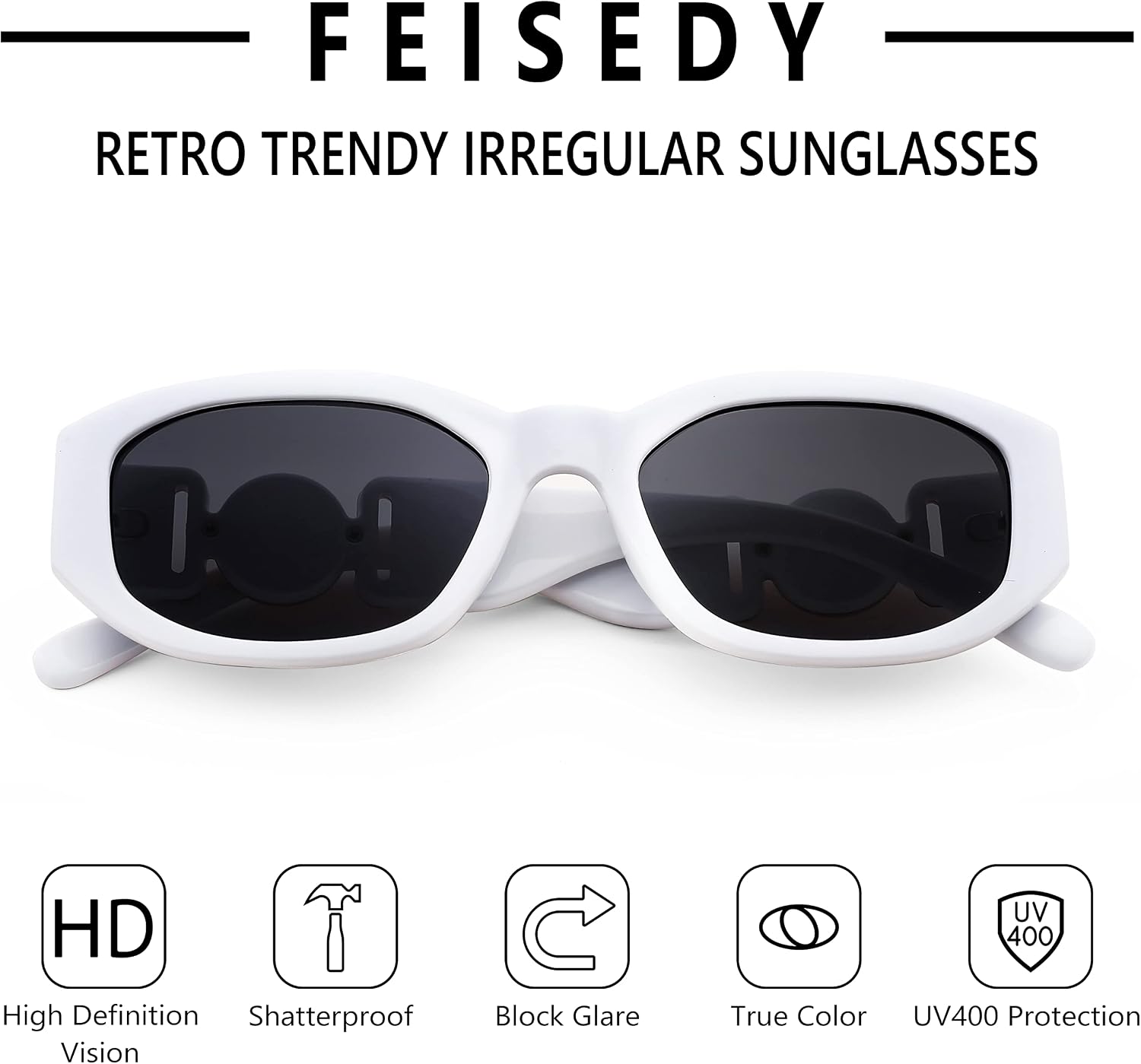 商品图片 83 | B0B5V7T75J | FEISEDY Retro Trendy Rectangle Sunglasses Women Men Narrow Shades B2322