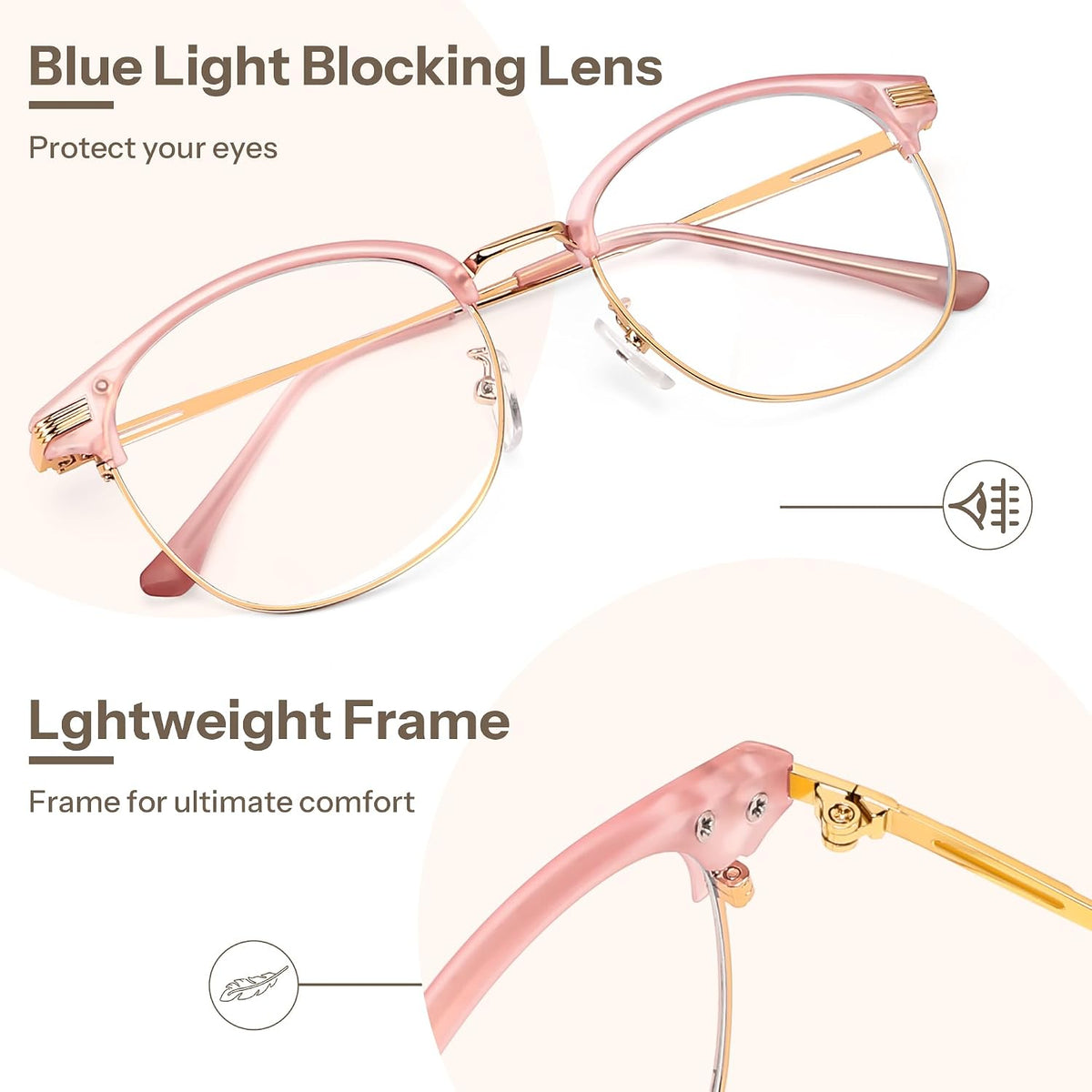 ÉÌƷͼƬ 12 | B0FKT9PDRD | FEISEDY Retro Semi Rimless Blue Light Glasses for Women Men B0438