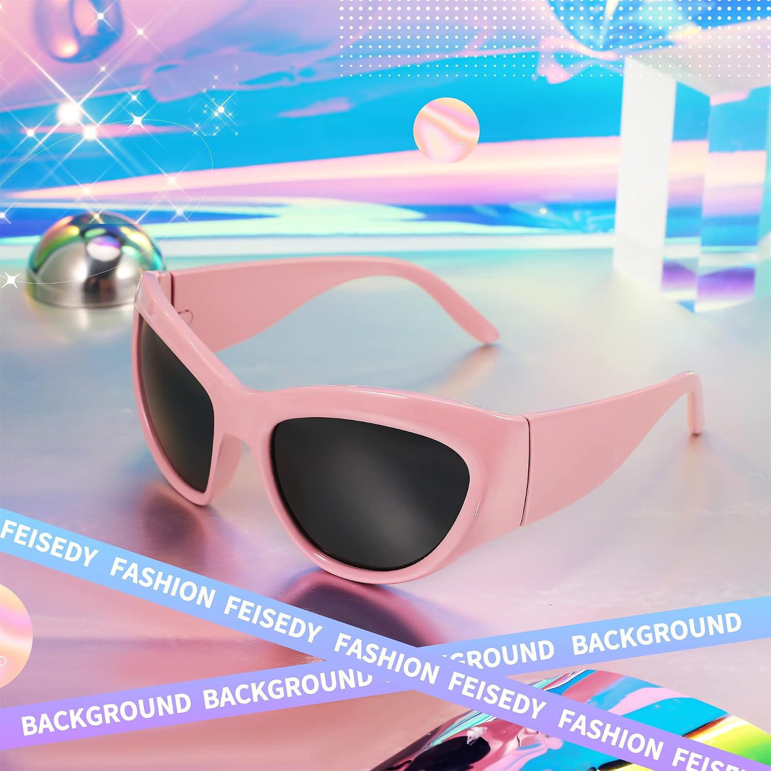 商品图片 27 | B0BQBWYZF6 | FEISEDY Trendy Y2k Sunglasses Women Men Oversized Shield Sunglasses Fashion Wrap Around Futuristic Glasses B2359