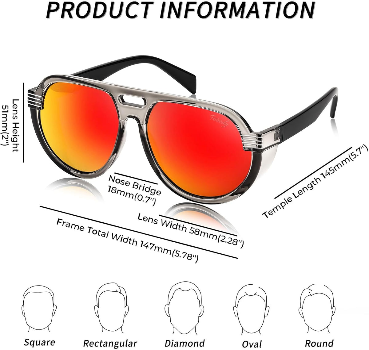 ÉÌƷͼƬ 27 | B0CT8R8S1H | FEISEDY Steampunk with Side Shields Aviator Sunglasses for Men Women 80s Retro Flat Top Oversized Polarized Shades B0096