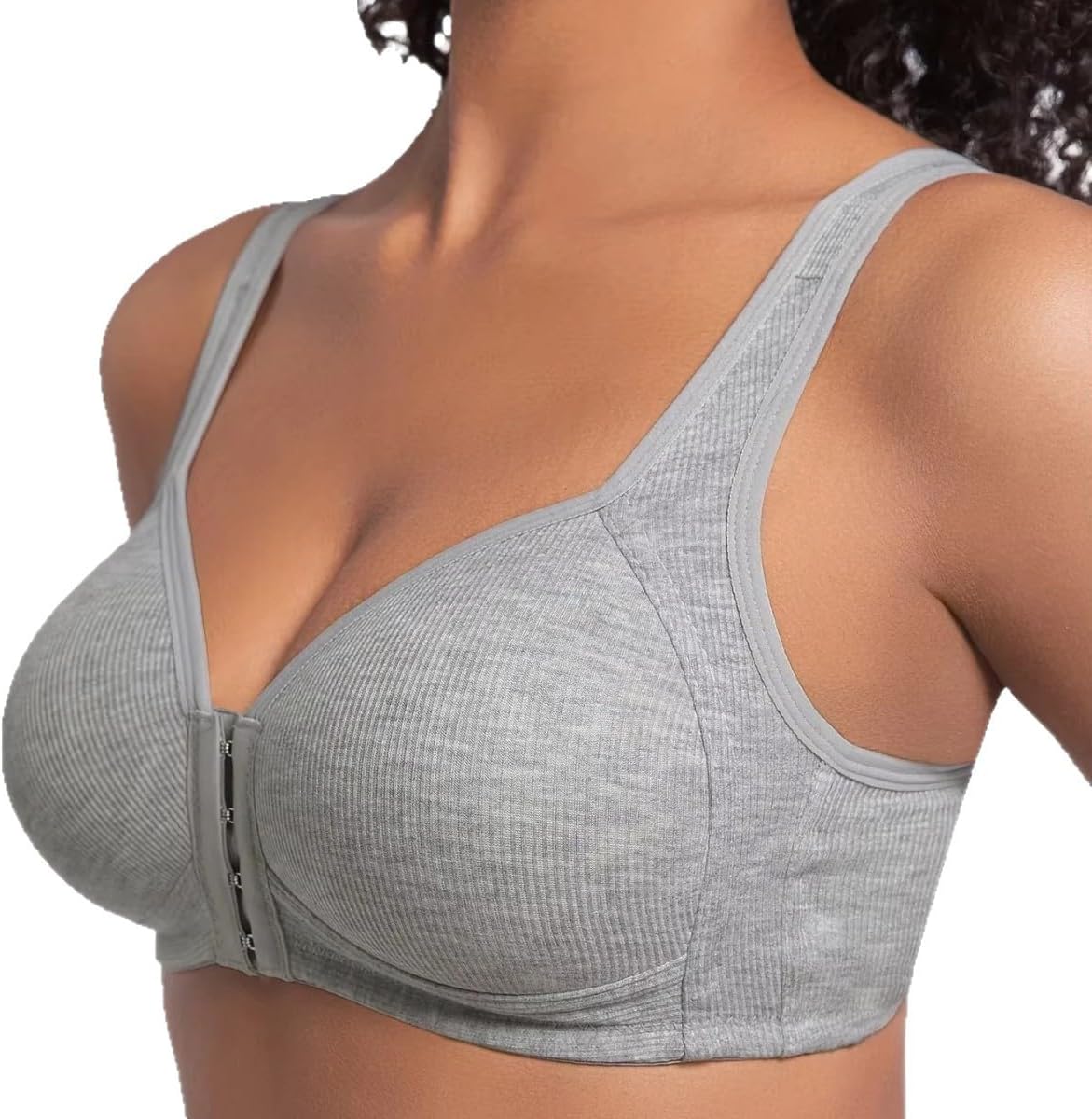 商品图片 2 | B0GYF1YX95 | Front Closure Bras for Women, Wireless Full Coverage Supportive Bra, Soft Ribbed Comfort Everyday No Underwire Bras S-3XL