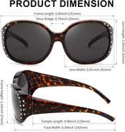 ÉÌƷͼƬ 40 | B0GRVLVZYS | FEISEDY Women's Polarized Wrap-Around Fit Over Sunglasses with Rhinestones, Anti-Glare Driving Sun Glasses B0362