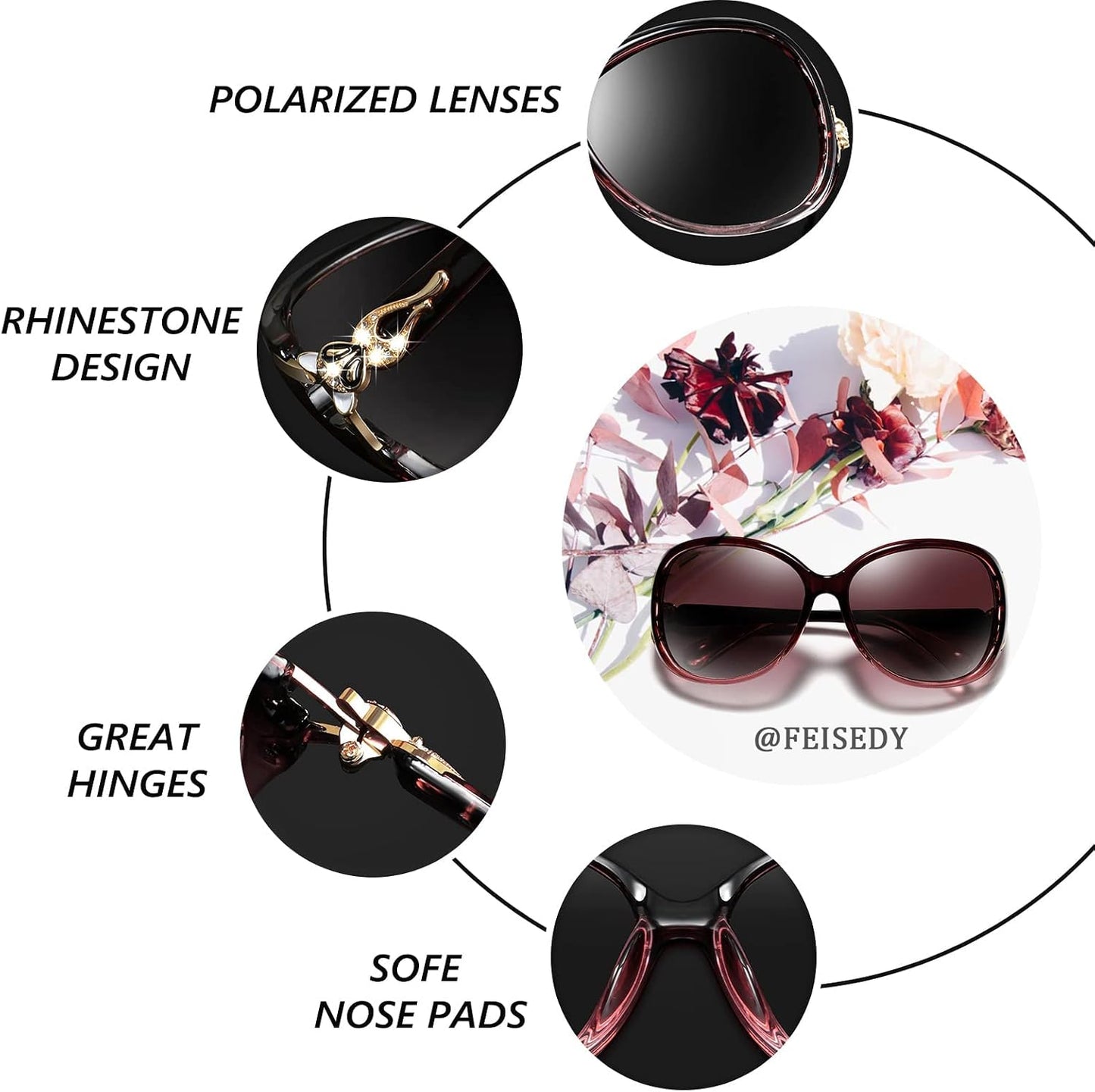 商品图片 41 | B08S7G8RRP | FEISEDY Oversized Polarized Sunglasses Women Men Large Shades B2730
