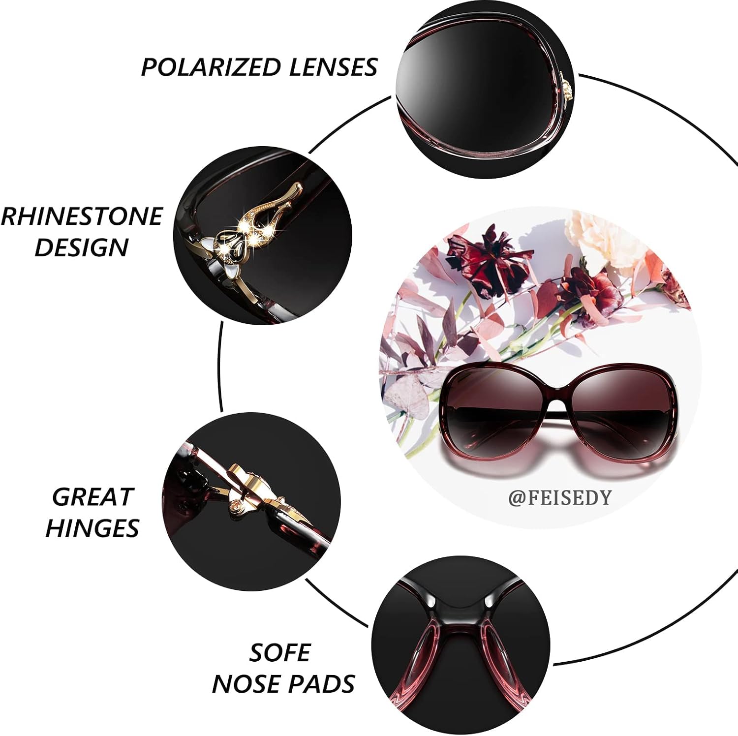 商品图片 41 | B08S7G8RRP | FEISEDY Oversized Polarized Sunglasses Women Men Large Shades B2730