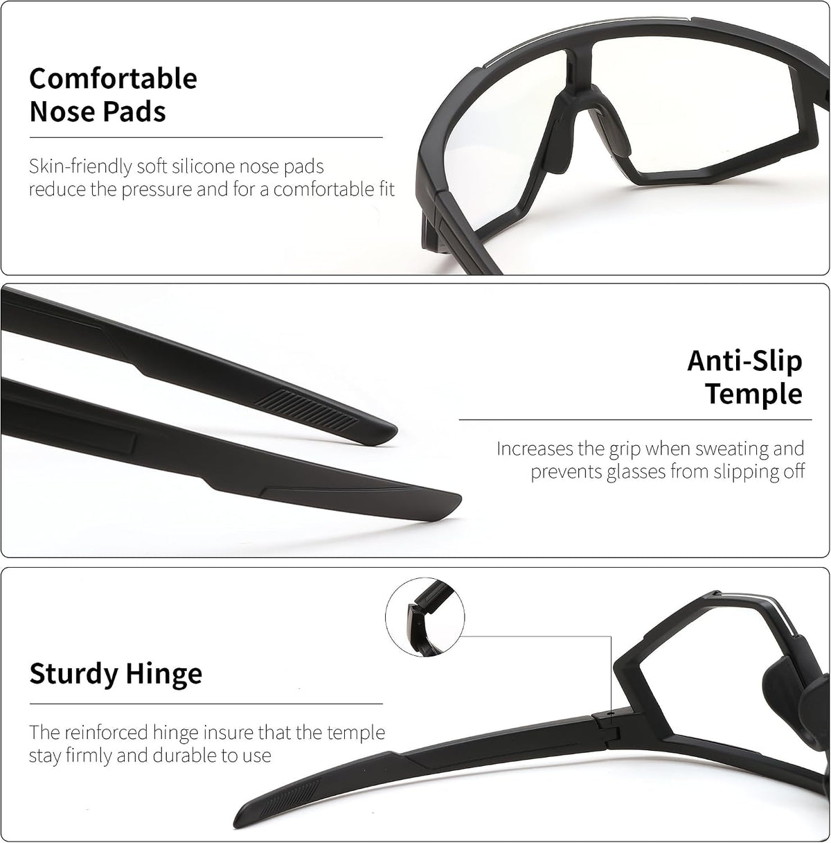 ÉÌƷͼƬ 28 | B0DFMBL68F | FEISEDY Photochromic Sports Sunglasses for Men Women Night Vision Cycling Driving Running Glasses B0233