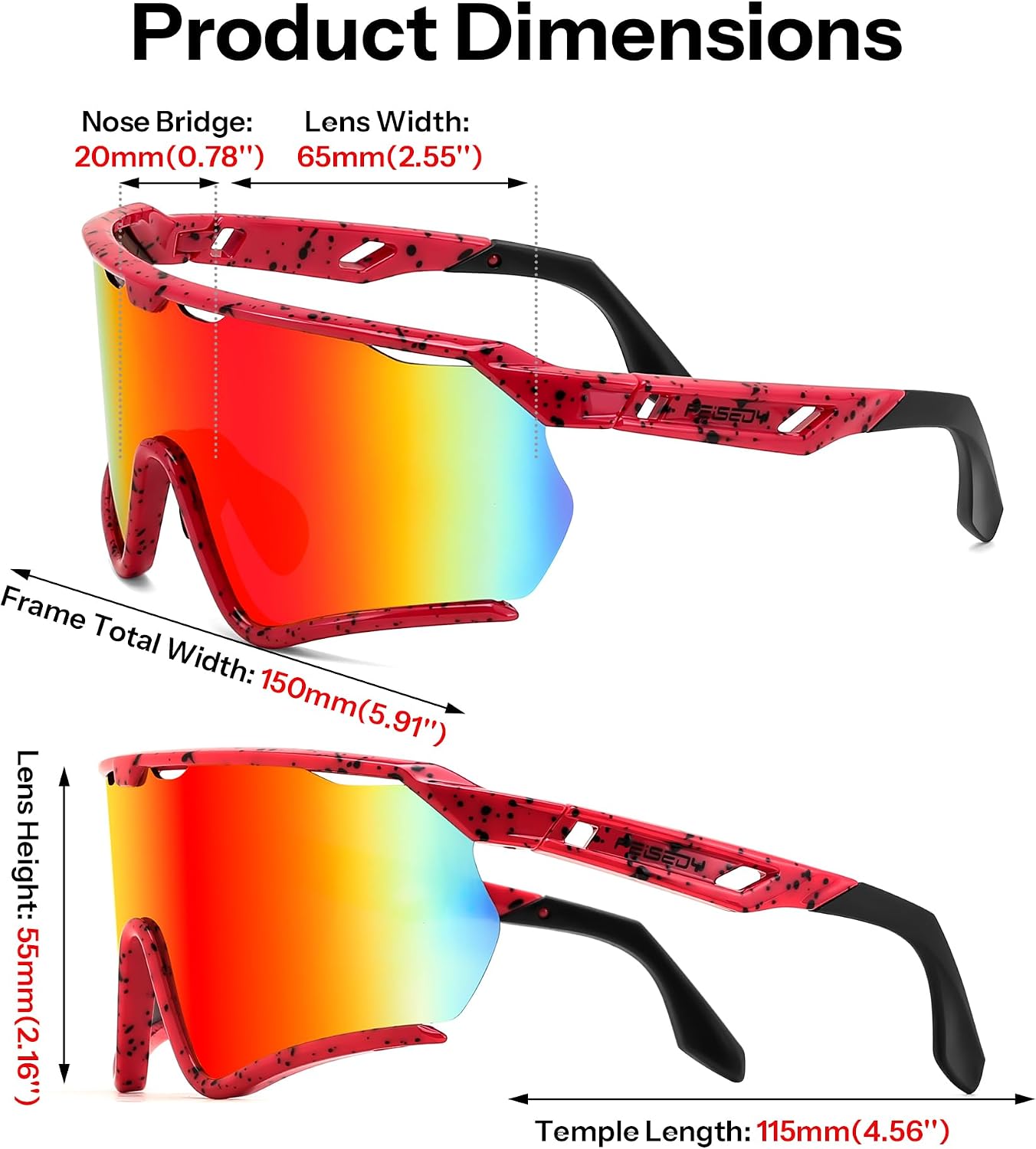 商品图片 14 | B0FL29WPXL | FEISEDY Sports Sunglasses for Men Women Youth Baseball Cycling Running Softball Biking Glasses B0305