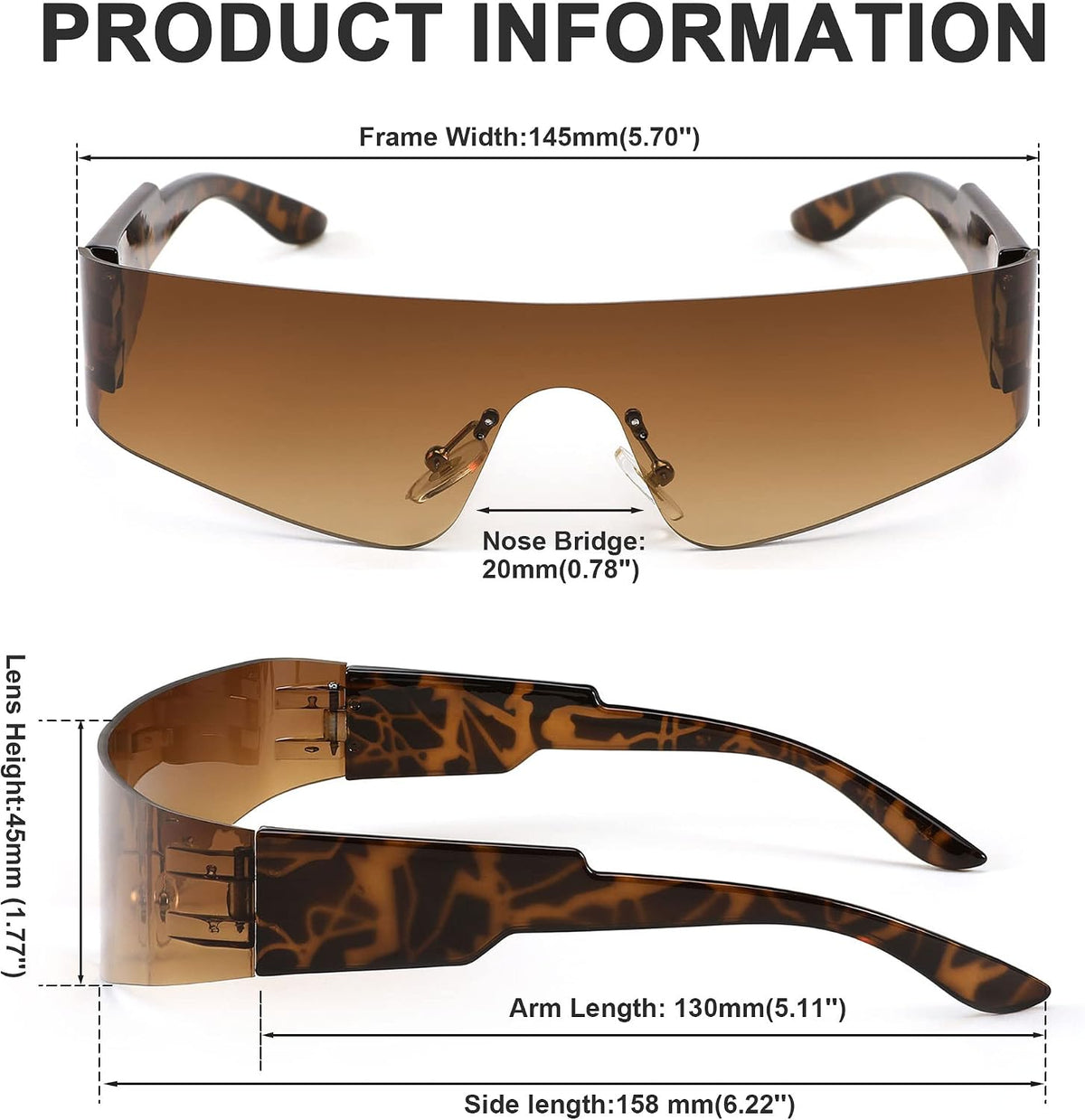 ÉÌƷͼƬ 25 | B0B1V45SXC | FEISEDY Y2K Futuristic Sunglasses Women Men Rimless One Piece Miorred B2927