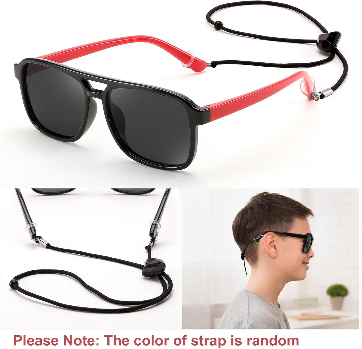ÉÌƷͼƬ 6 | B0D3L4BMZC | FEISEDY Kids Polarized Sunglasses Flexible TPEE Rubber Toddler Aviator Shades with Strap for Boys Girls Age 3-9