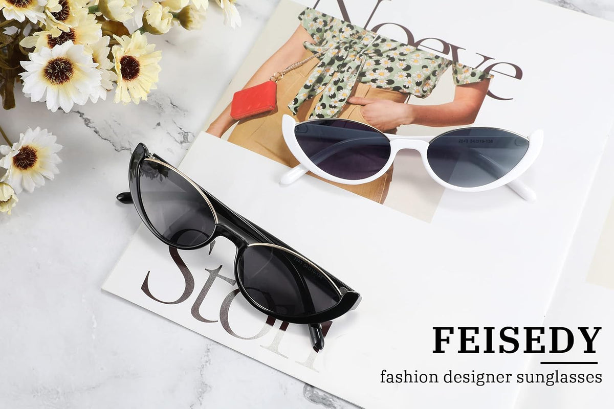 ÉÌƷͼƬ 13 | B09P86RSS8 | FEISEDY Fashion Small Cat Eye Sunglasses for Women Retro Trendy Cool Sun Glasses B2864