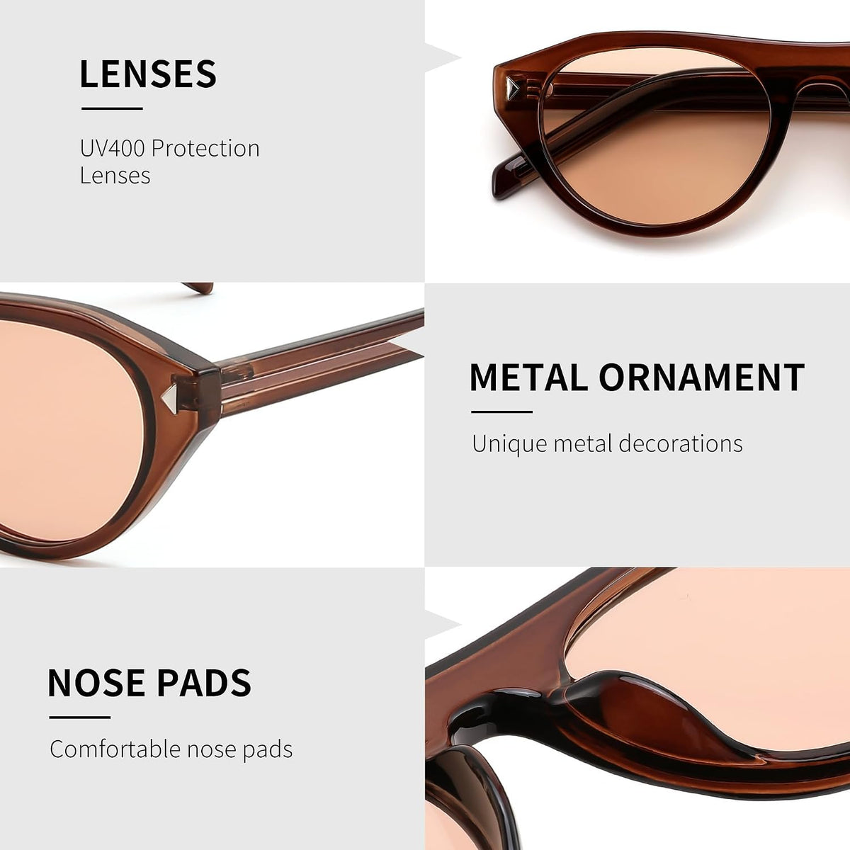 ÉÌƷͼƬ 12 | B0GSYML7HF | FEISEDY Retro Oval Cat Eye Sunglasses for Women Men B0411