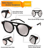 ÉÌƷͼƬ 25 | B0CHBBJ1H1 | FEISEDY Retro Square Aviator Sunglasses Womens Mens Trendy 70s Vintage Stylish Frame UV400 Sun Glasses B0051