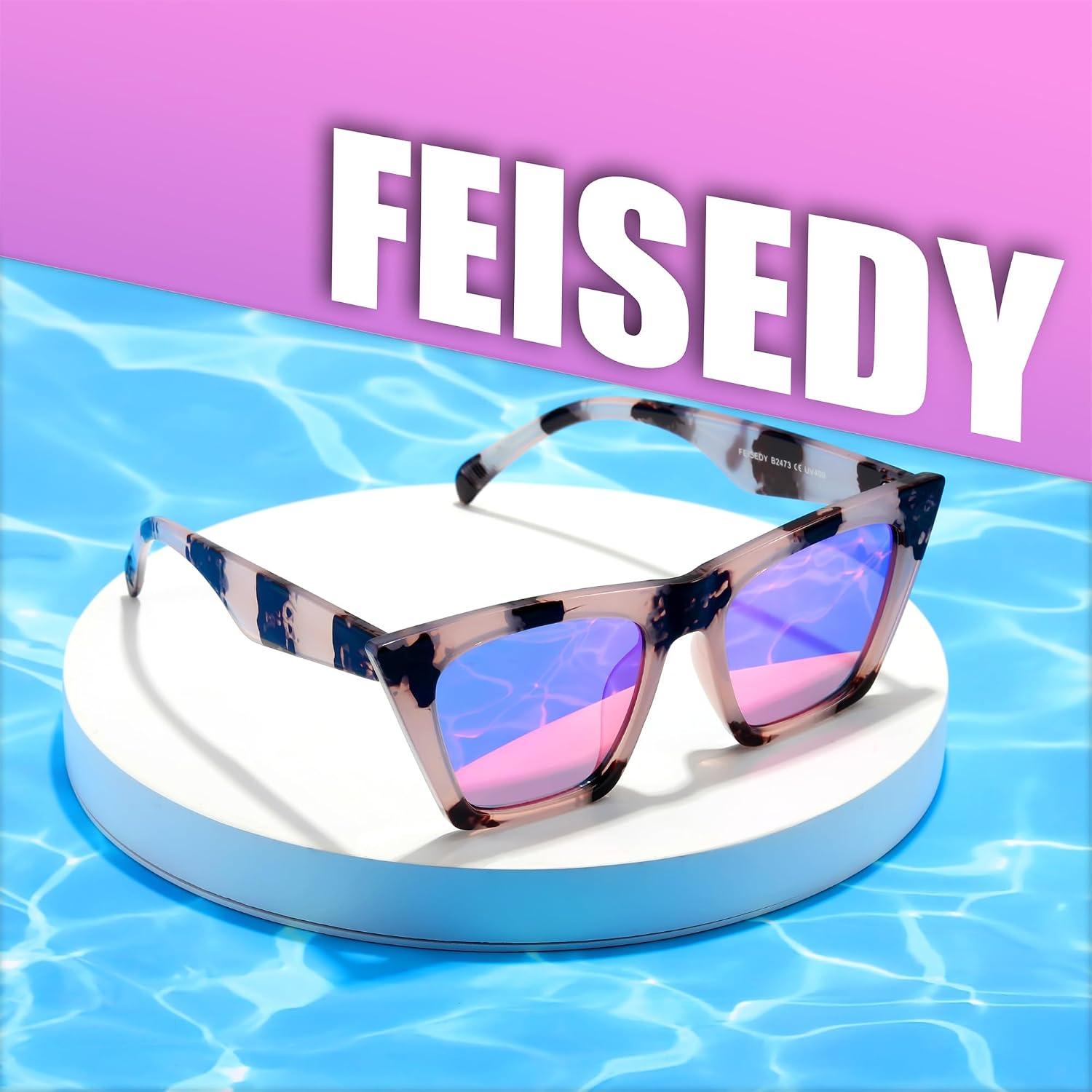 商品图片 47 | B0C5378735 | FEISEDY Vintage Square Cat Eye Sunglasses Women Trendy Cateye Sunglasses B2473