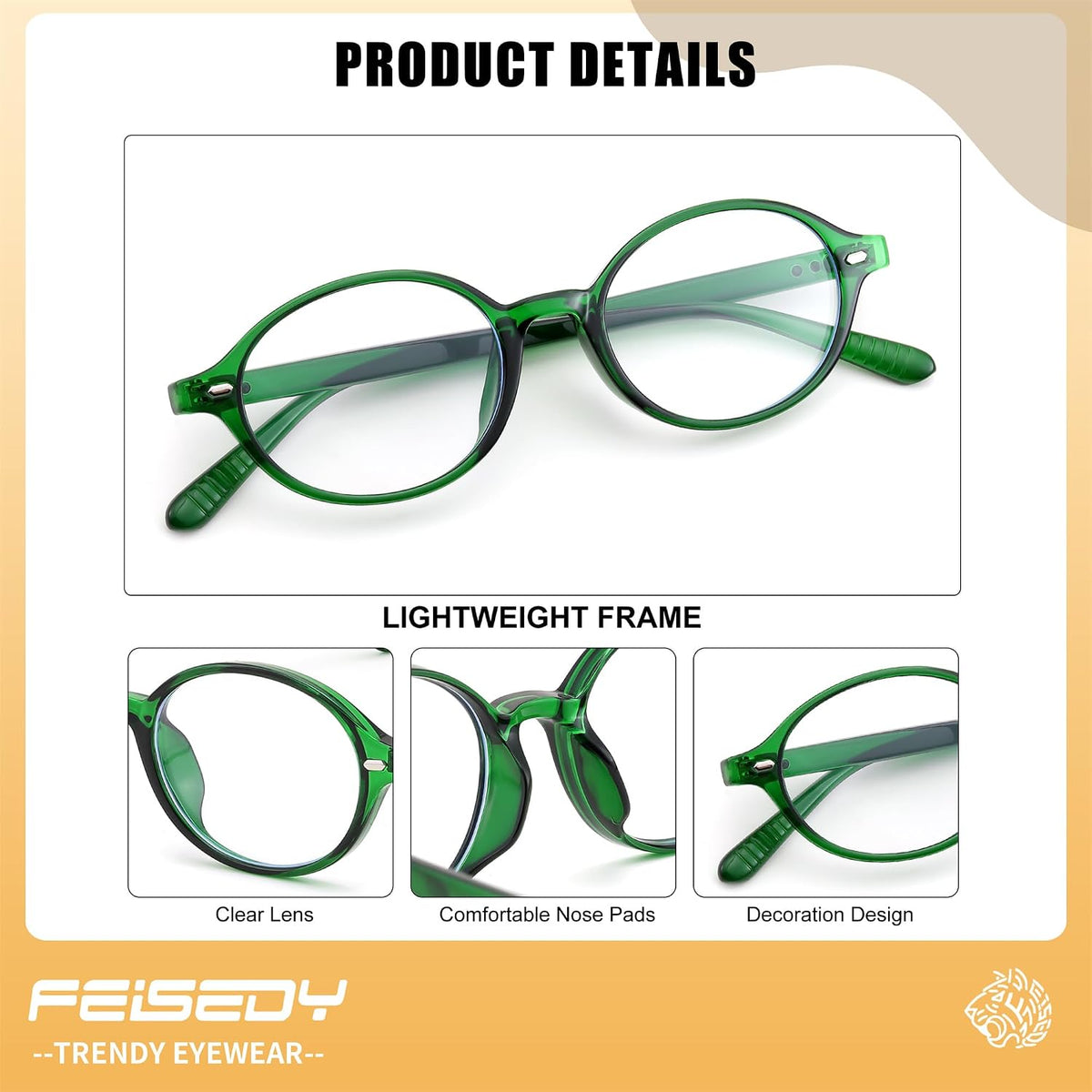 ÉÌƷͼƬ 47 | B0DJ4YNFXZ | FEISEDY Vintage Oval Blue Light Glasses for Women Men Stylish Lightweight 90s Eyeglasses Fake Nerd Y2k Eyewear Frame B0242