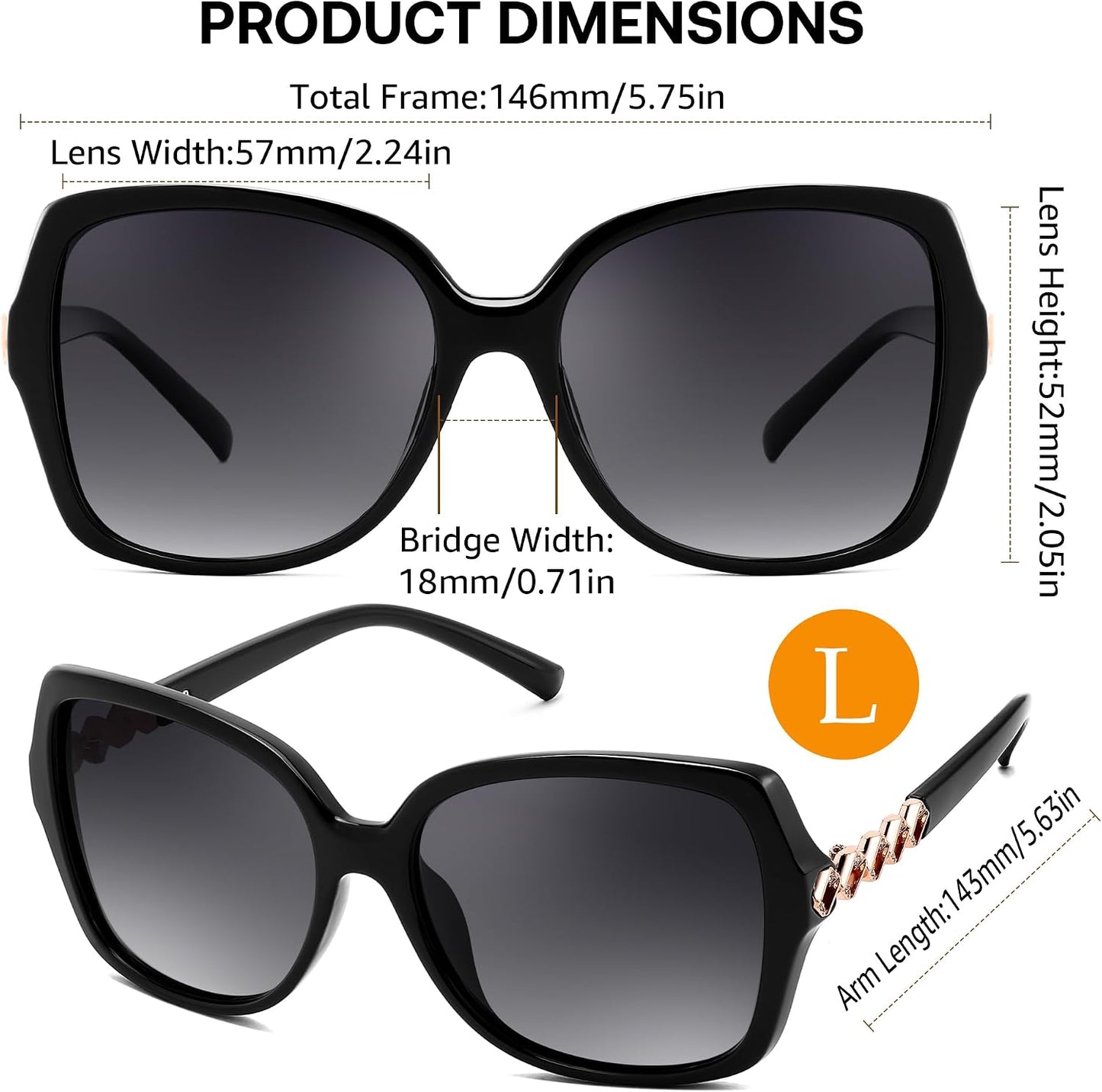 商品图片 5 | B0H8N95LQC | FEISEDY Retro Polarized Sunglasses for Women Chunky Square Frame B0464