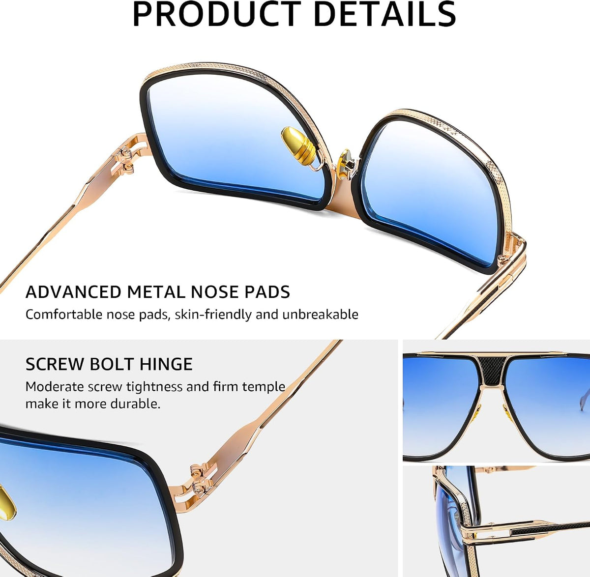 ÉÌƷͼƬ 19 | B0FLQ31HK3 | FEISEDY Sunglasses Mens Oversized Retro Metal Steampunk Shades Sunnies Fishing Driving B0272